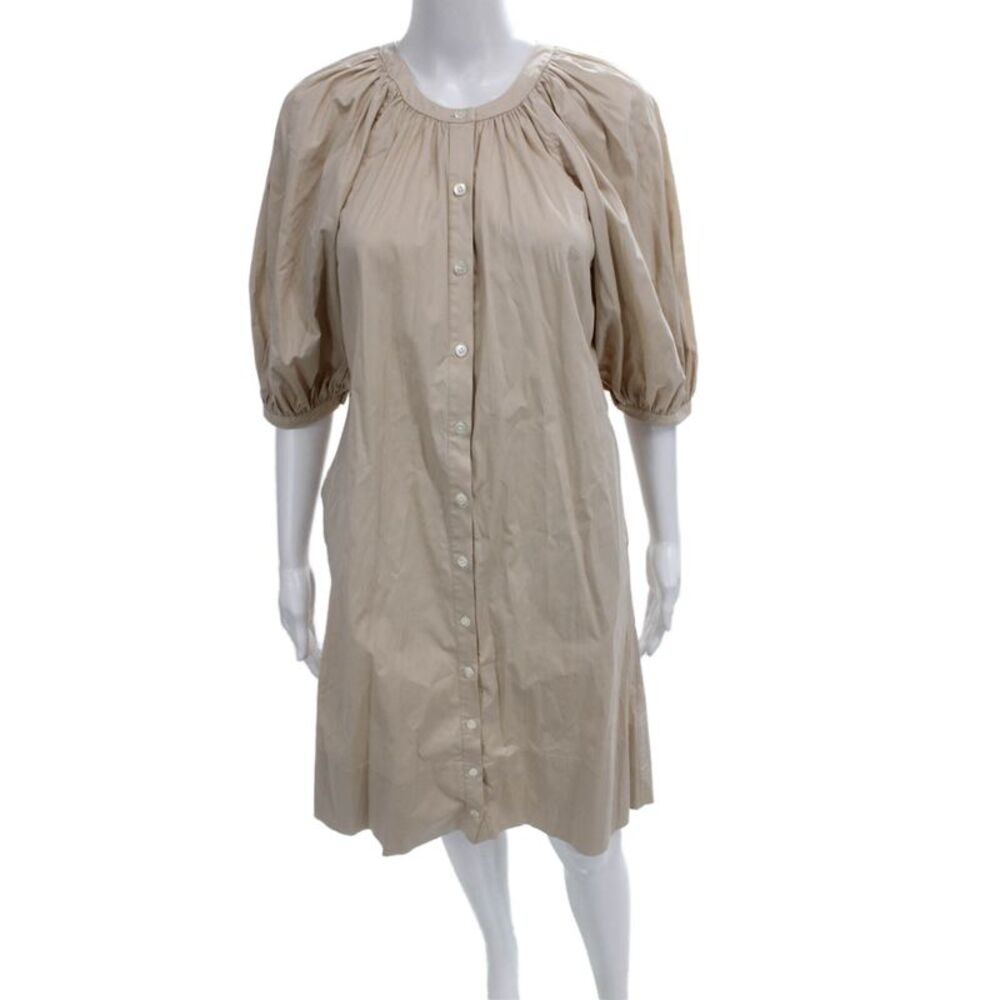Staud Womens Shirt Dress Beige Cotton Button Knee Length Size XS